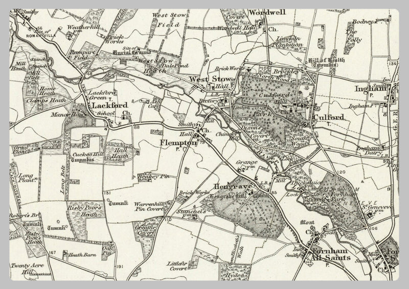 1890 Collection - Bury St Edmunds (Thetford) Ordnance Survey Map