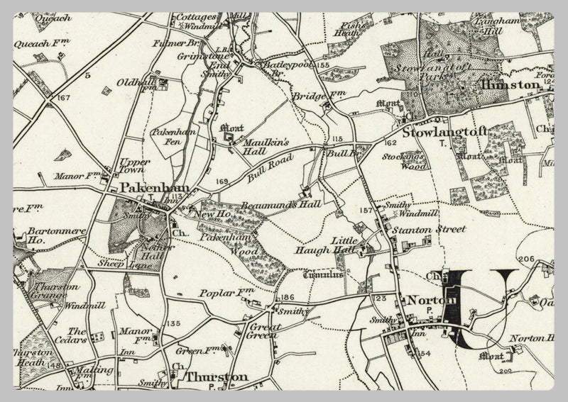 1890 Collection - Bury St Edmunds (Thetford) Ordnance Survey Map