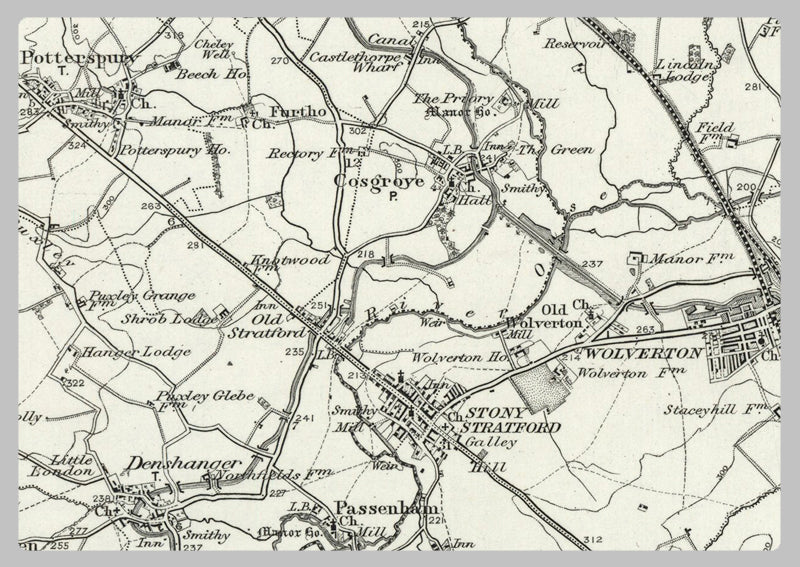 1890 Collection - Towcester (Northhampton) Ordnance Survey Map