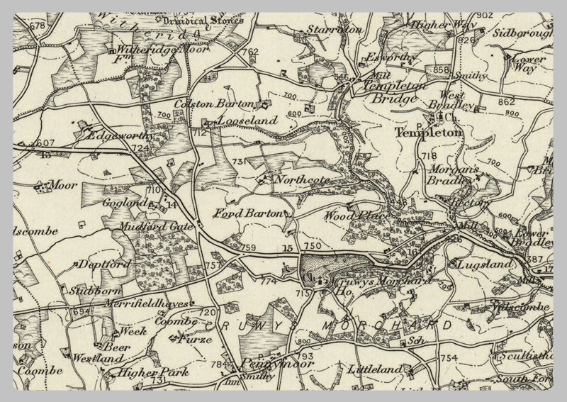 1890 Collection - Tiverton (Dulverton) Ordnance Survey Map