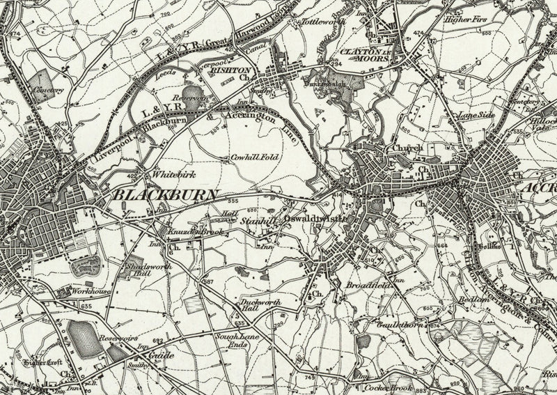 1890 Collection Rochdale Clitheroe Ordnance Survey Map I Love Maps