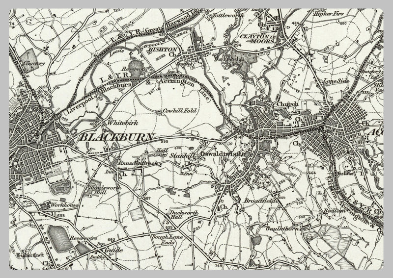 1890 Collection - Rochdale (Clitheroe) Ordnance Survey Map