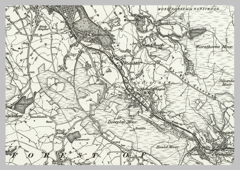 1890 Collection - Rochdale (Clitheroe) Ordnance Survey Map