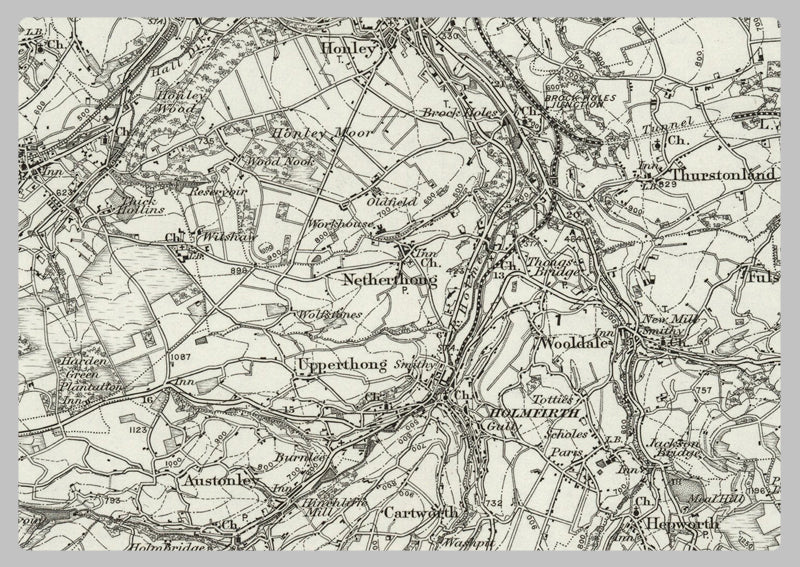 1890 Collection - Glossop (Huddersfield) Ordnance Survey Map