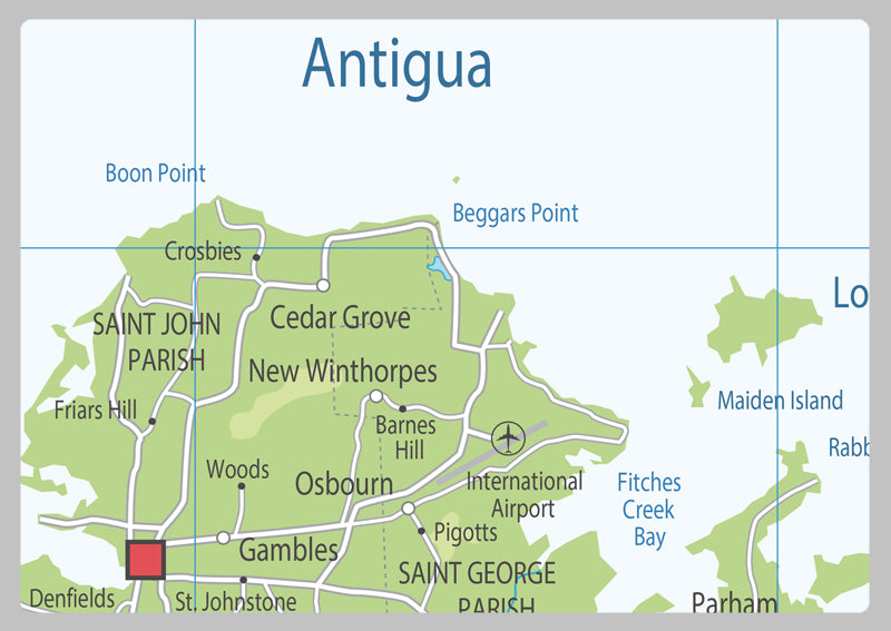 Physical Map of Antigua & Barbuda - The Oxford Collection