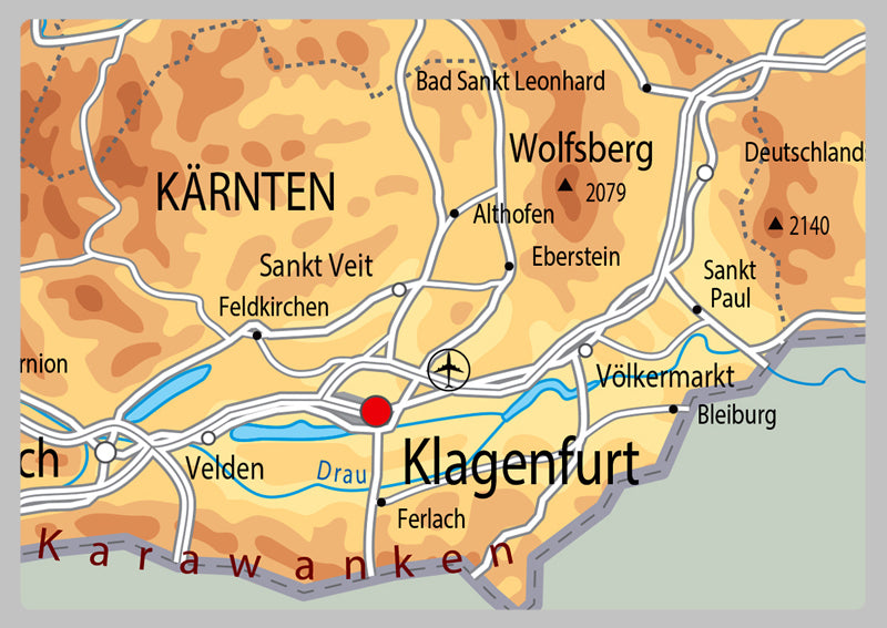 Physical Map of Austria - The Oxford Collection