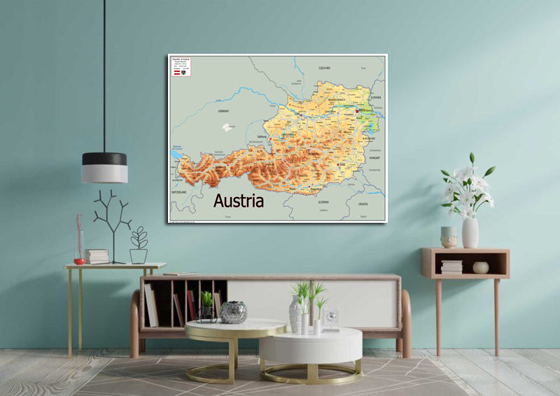 Physical Map of Austria - The Oxford Collection