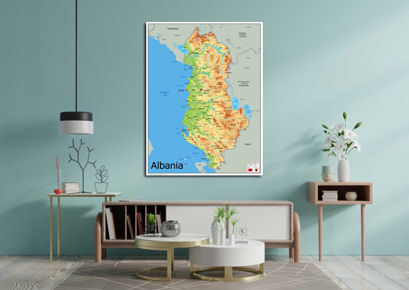 Physical Map of Albania - The Oxford Collection