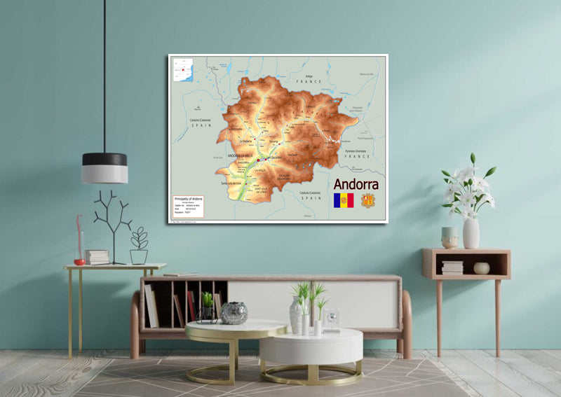 Physical Map of Andora - The Oxford Collection