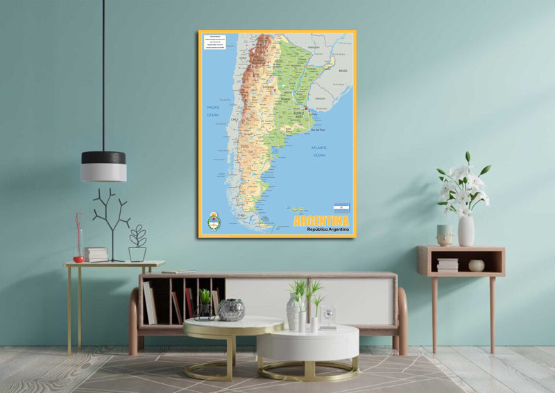 Physical Map of Argentina - The Oxford Collection