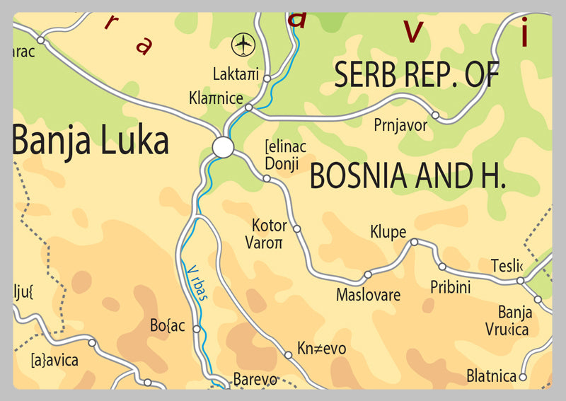 Physical Map of Bosnia - The Oxford Collection