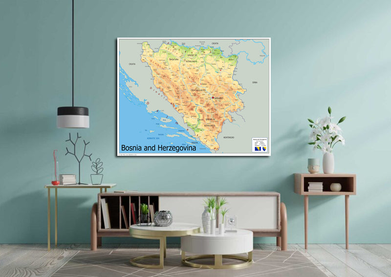 Physical Map of Bosnia - The Oxford Collection