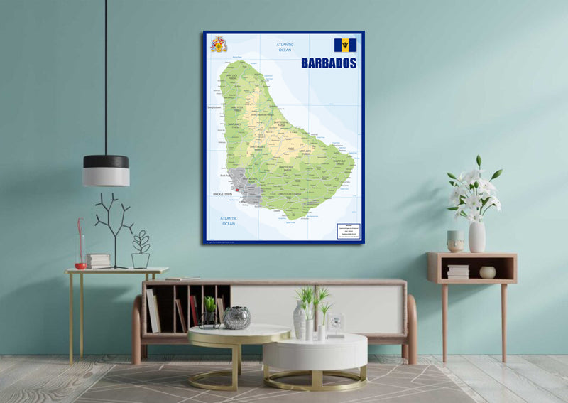 Physical Map of Barbados - The Oxford Collection