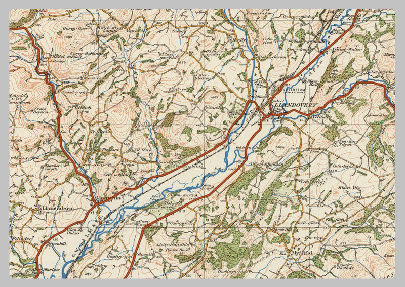 1920 Collection - Brecon & Llandovery Ordnance Survey Map