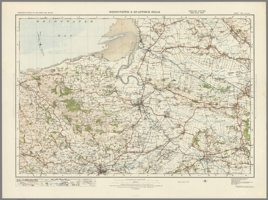 1920 Collection - Bridgwater & Quantock Hills Ordnance Survey Map