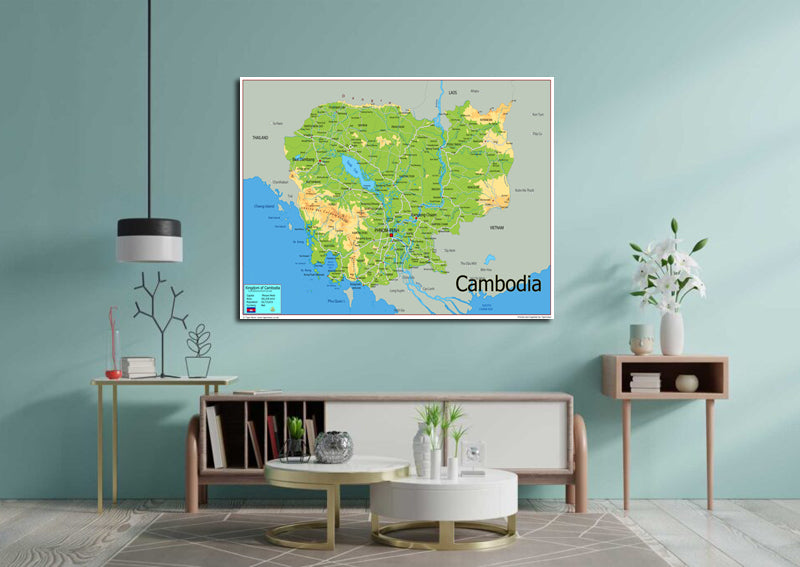 Physical Map of Cambodia - The Oxford Collection