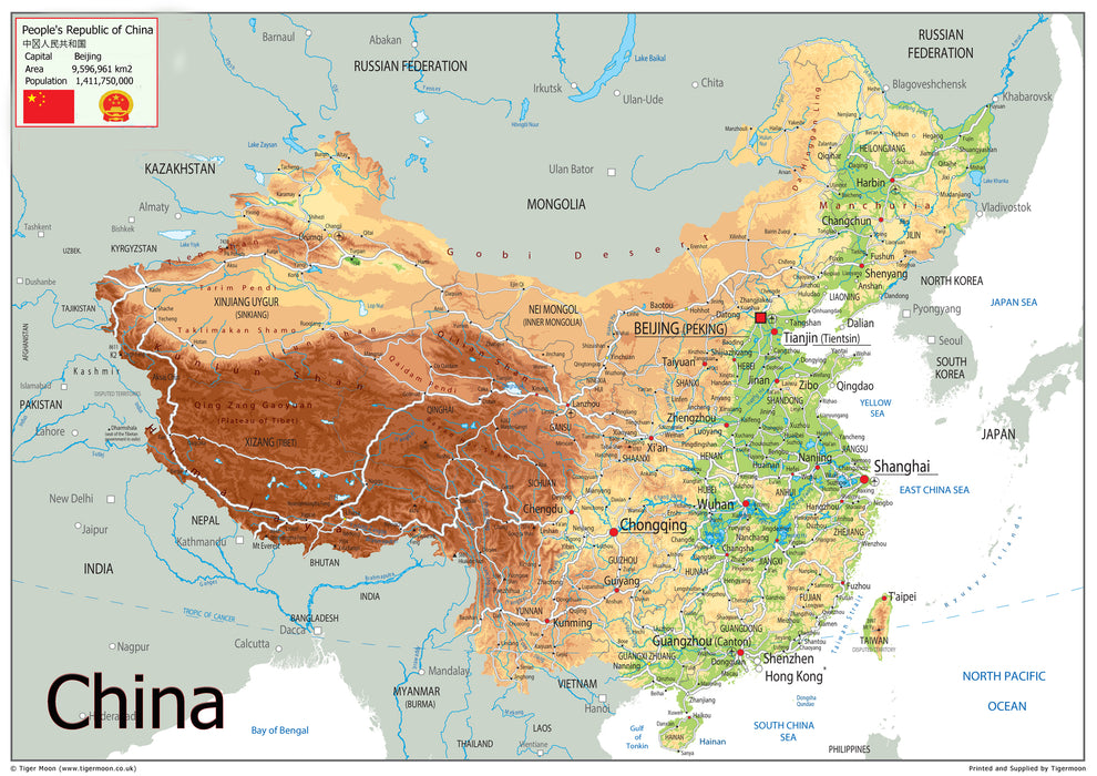 Physical Map of China - The Oxford Collection