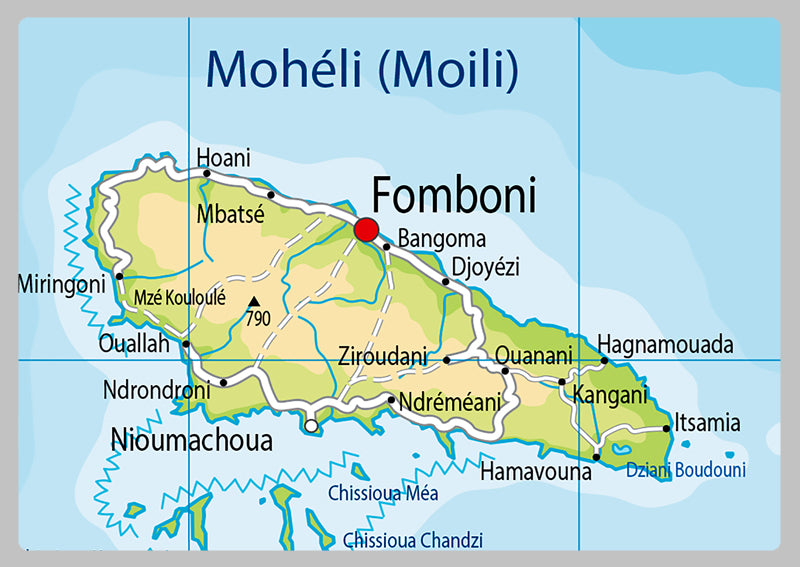 Physical Map of Comoros - The Oxford Collection