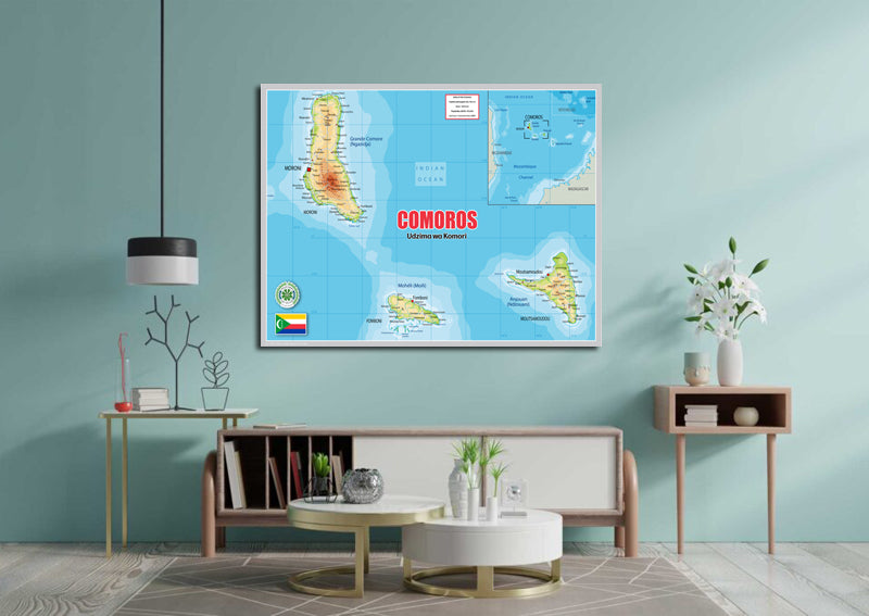 Physical Map of Comoros - The Oxford Collection