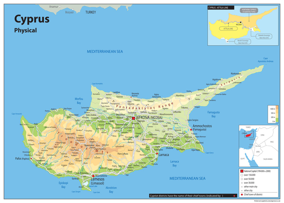 Cyprus Physical Map