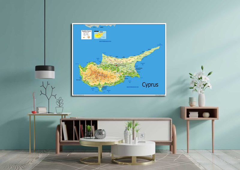 Physical Map of Cyprus - The Oxford Collection