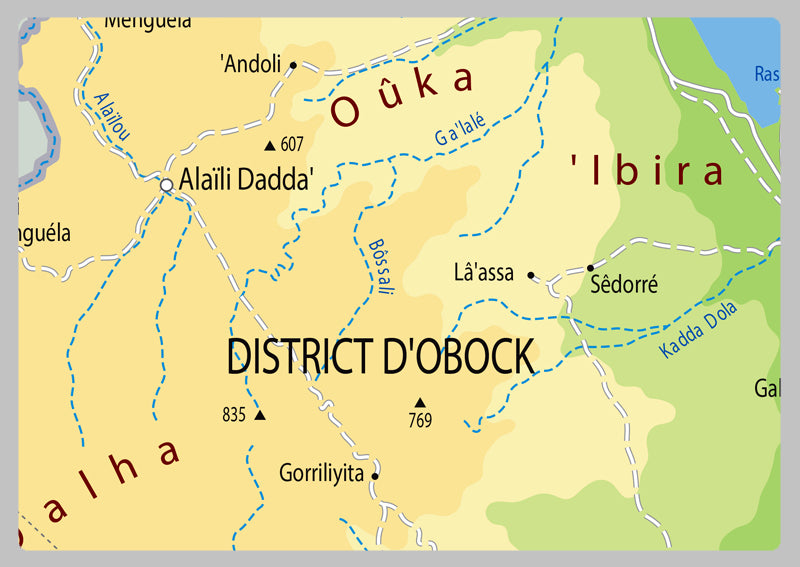 Physical Map of Dijibouti - The Oxford Collection