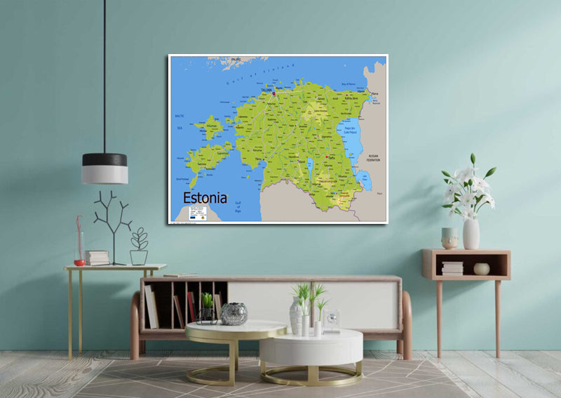 Physical Map of Estonia - The Oxford Collection