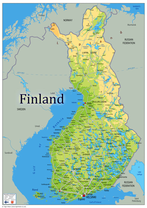 Physical Map of Finland - The Oxford Collection– I Love Maps