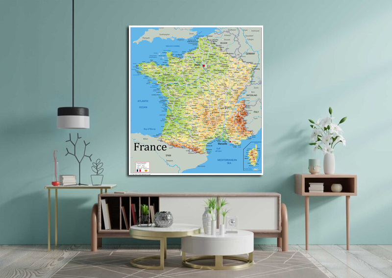 Physical Map of France - The Oxford Collection