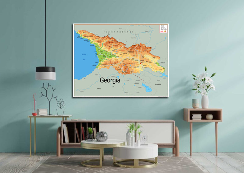 Physical Map of Georgia - The Oxford Collection