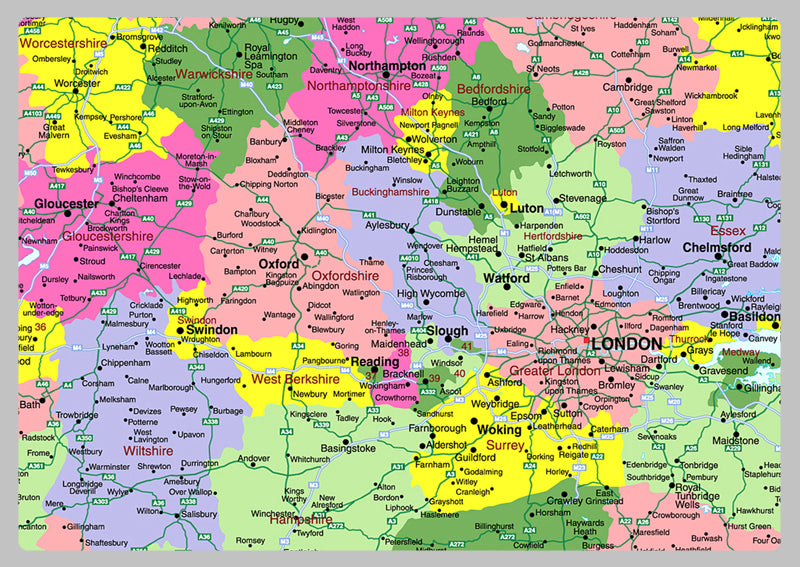 Detailed United Kingdom Political Wall Map