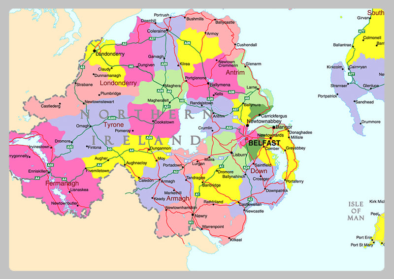 Detailed United Kingdom Political Wall Map