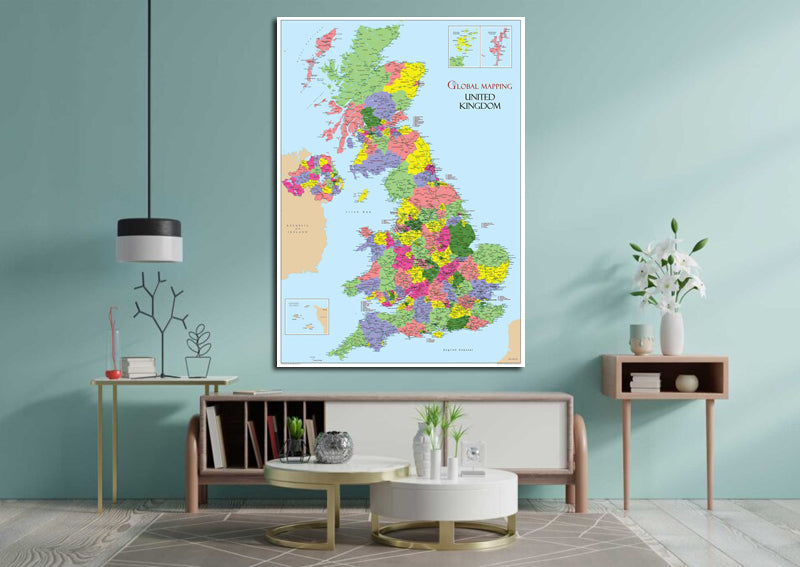 Detailed United Kingdom Political Wall Map