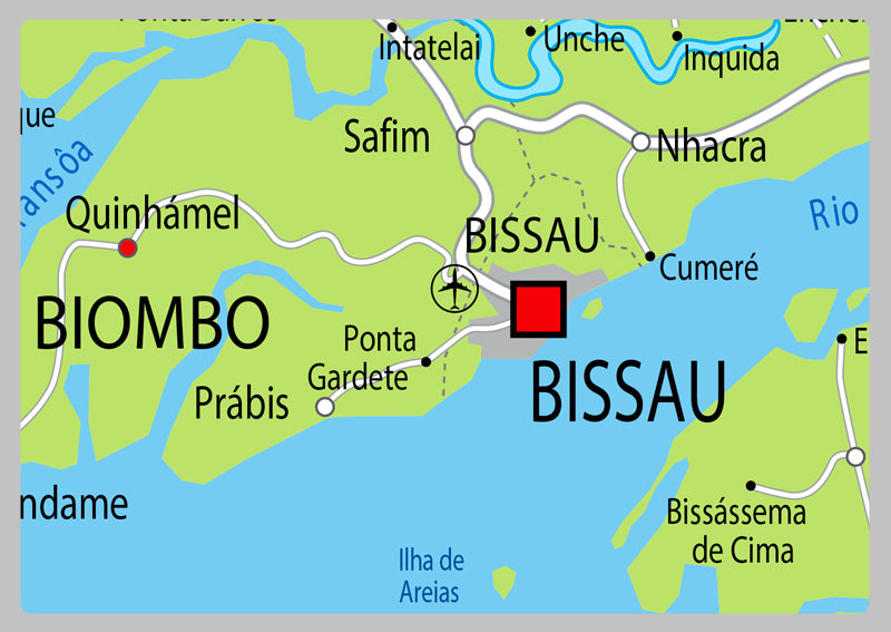 Physical Map of Guinea Bissau - The Oxford Collection