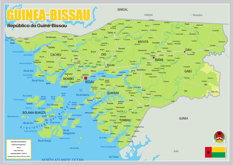 Physical Map of Guinea Bissau - The Oxford Collection