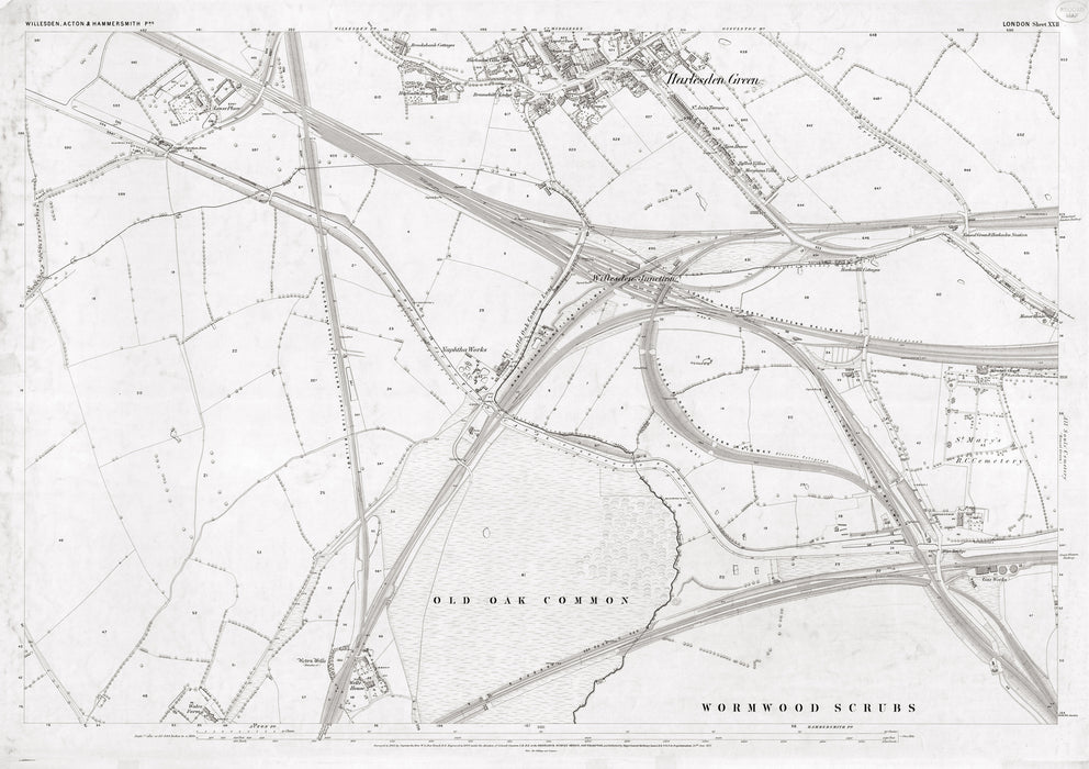 London 1872 Ordnance Survey Map - Sheet XXII - Harlesden Green