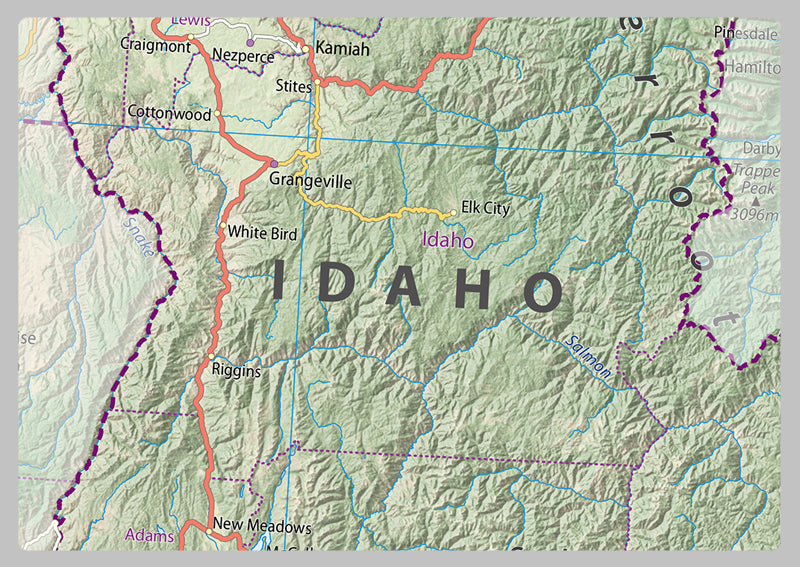 Idaho Physical State Map