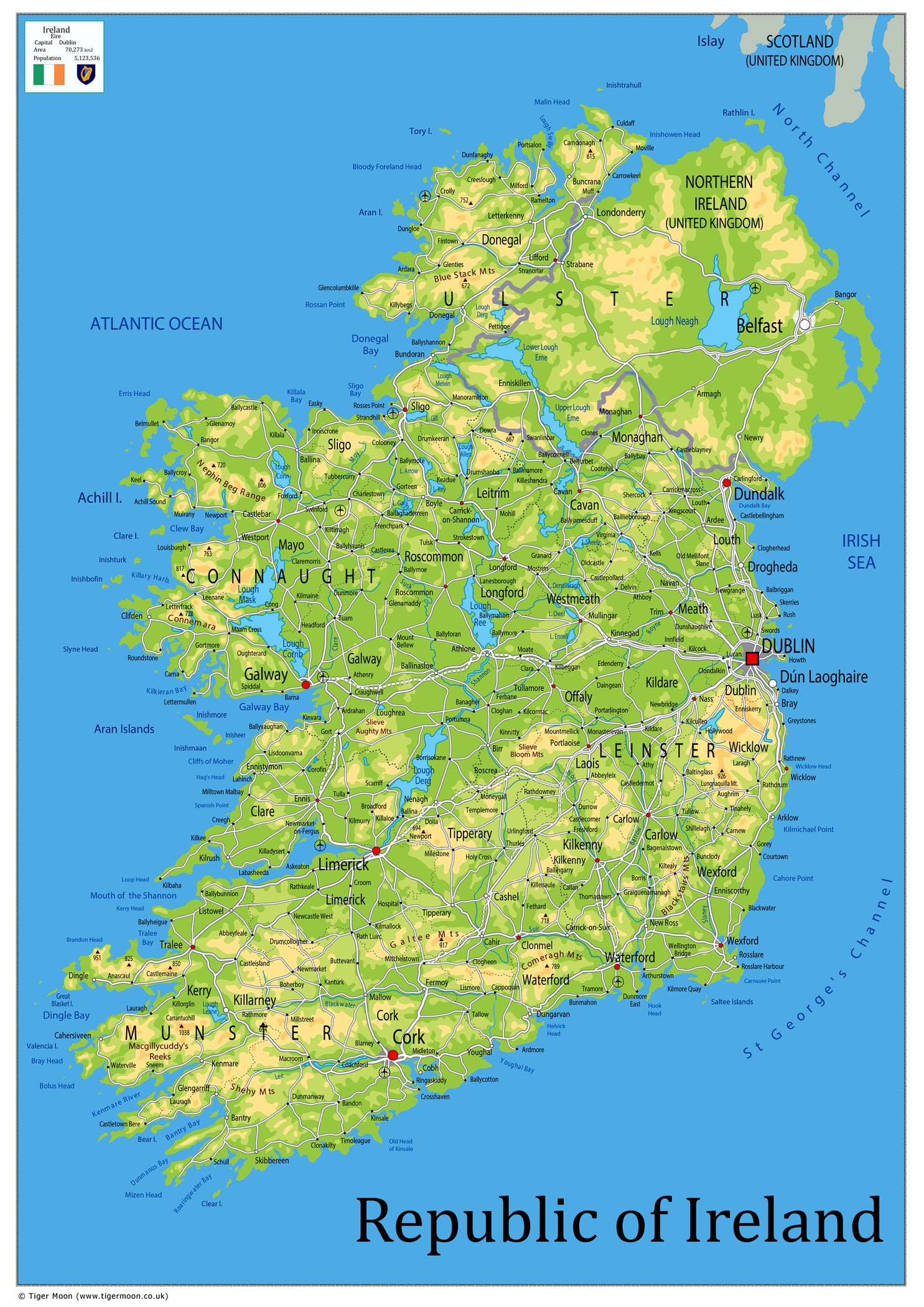 Physical Map of Ireland - The Oxford Collection– I Love Maps