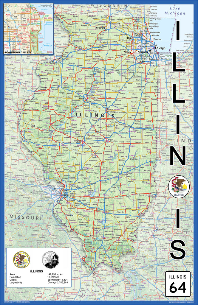 Illinois Physical State Map | I Love Maps