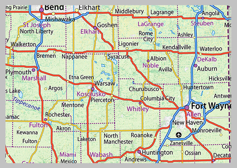 Indiana State Physical Map