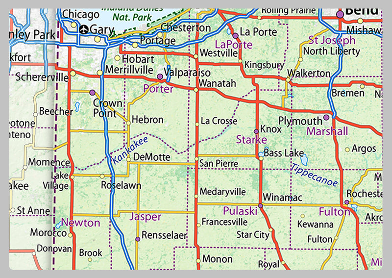 Indiana State Physical Map