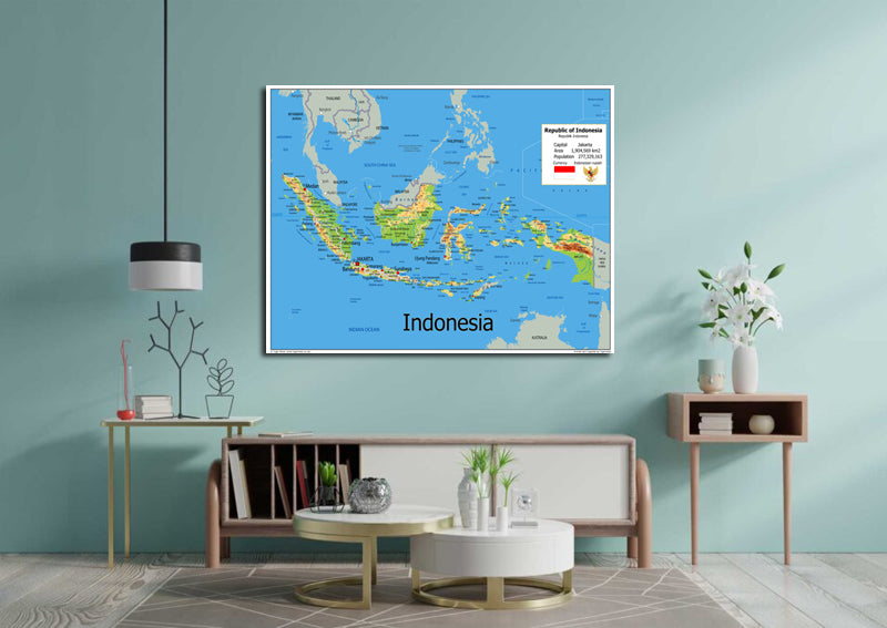 Physical Map of Indonesia - The Oxford Collection