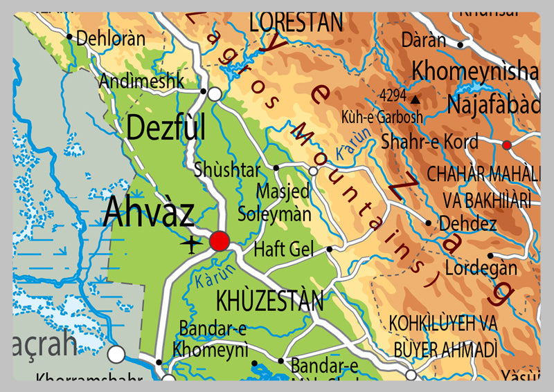 Physical Map of Iran - The Oxford Collection