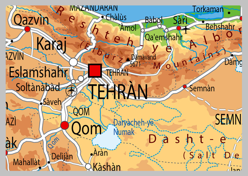 Physical Map of Iran - The Oxford Collection