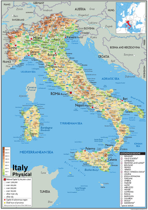 Italy Physical Map