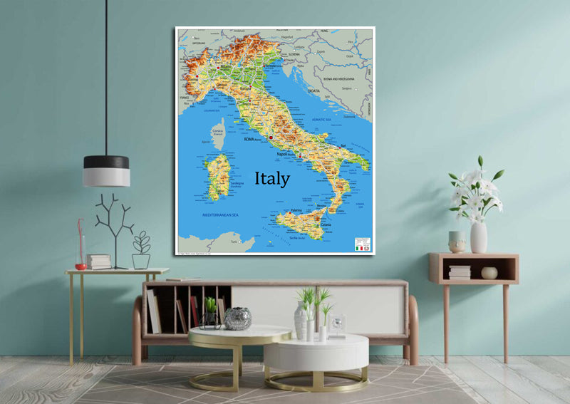 Physical Map of Italy - The Oxford Collection