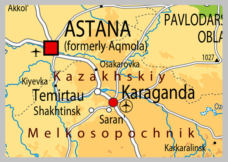 Physical Map of Kazakhstan - The Oxford Collection