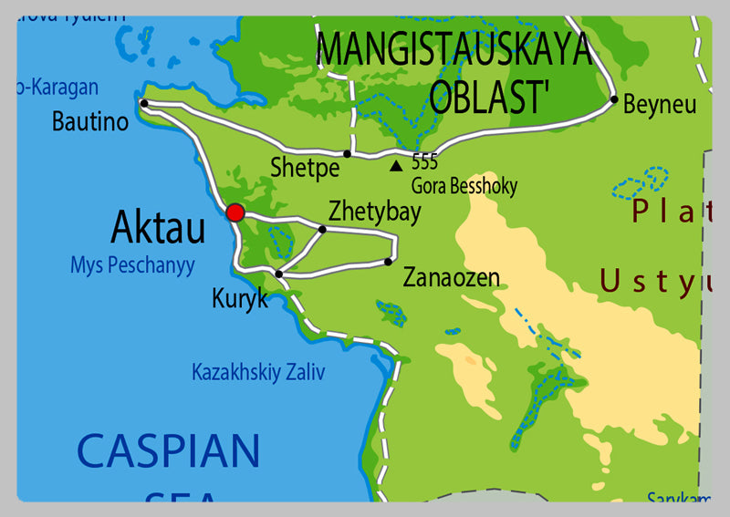 Physical Map of Kazakhstan - The Oxford Collection