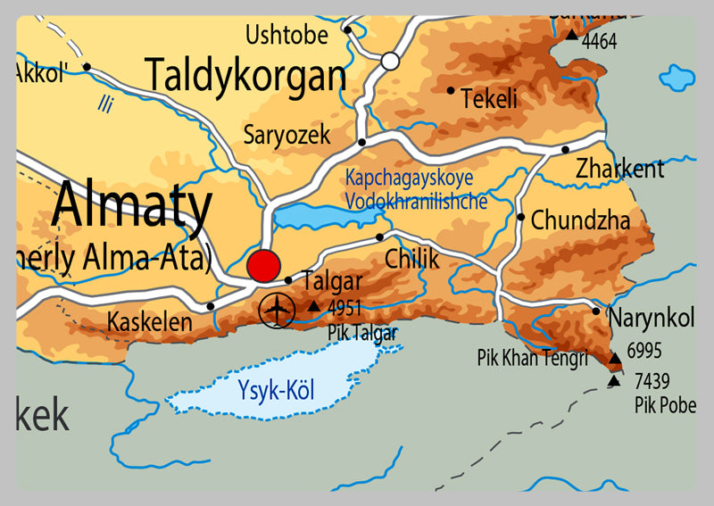 Physical Map of Kazakhstan - The Oxford Collection