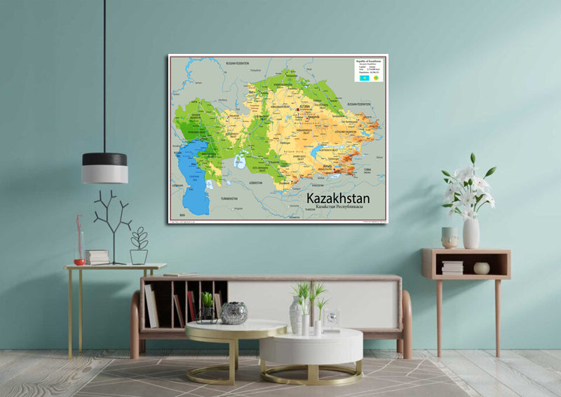 Physical Map of Kazakhstan - The Oxford Collection